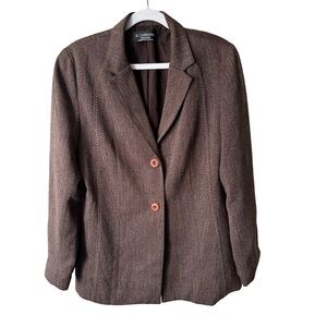 SC Collection Vintage Brown Stretch Blazer Size 8 90s Minimalist Jacket Canada